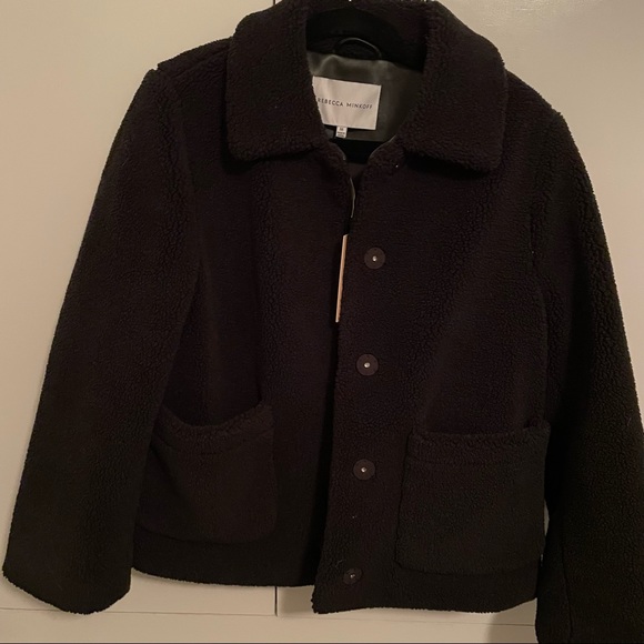 NWT Rebecca Minkoff Black Sherpa Jacket - Picture 2 of 4